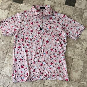 Bad Birdie Pink Floral Polo Shirt